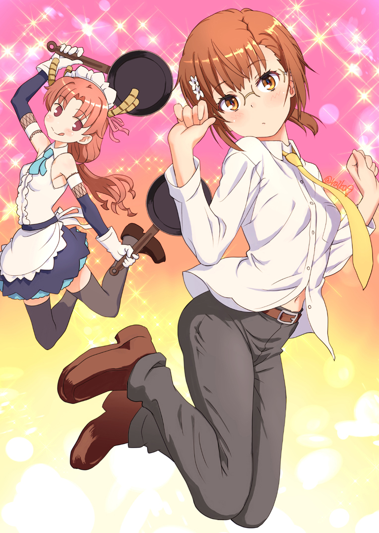 misaka mikoto, shirai kuroko, tohru, and kobayashi (toaru majutsu no index and 2 more) drawn by raika9