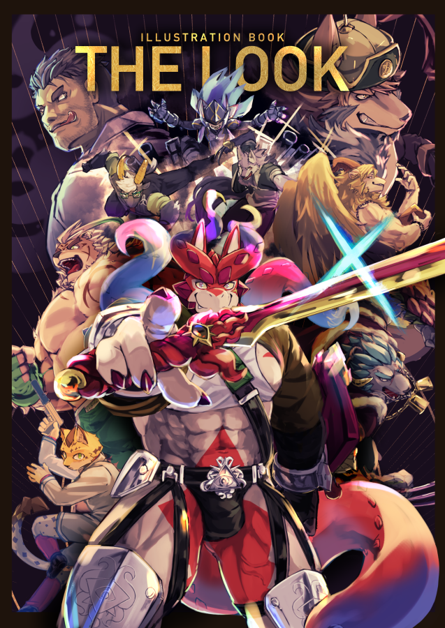dagon, temujin, krampus, hombre tigre, cthugha, and 5 more (tokyo afterschool summoners) drawn by yu-chi_(ahamma)