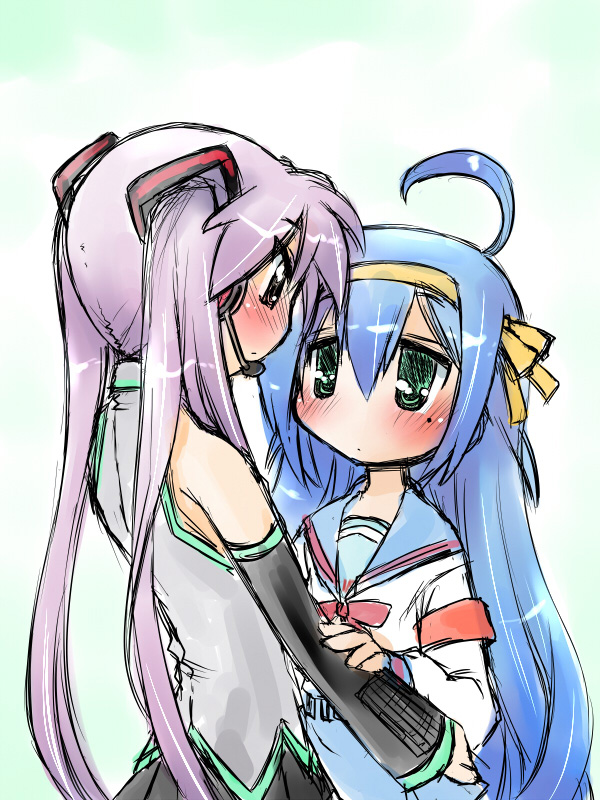 hatsune miku, suzumiya haruhi, hiiragi kagami, izumi konata, and hirano aya (vocaloid and 2 more) drawn by kogaku_kazuya