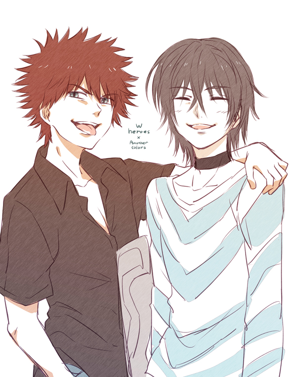 kamijou touma and accelerator (toaru majutsu no index) drawn by saiba_(henrietta)
