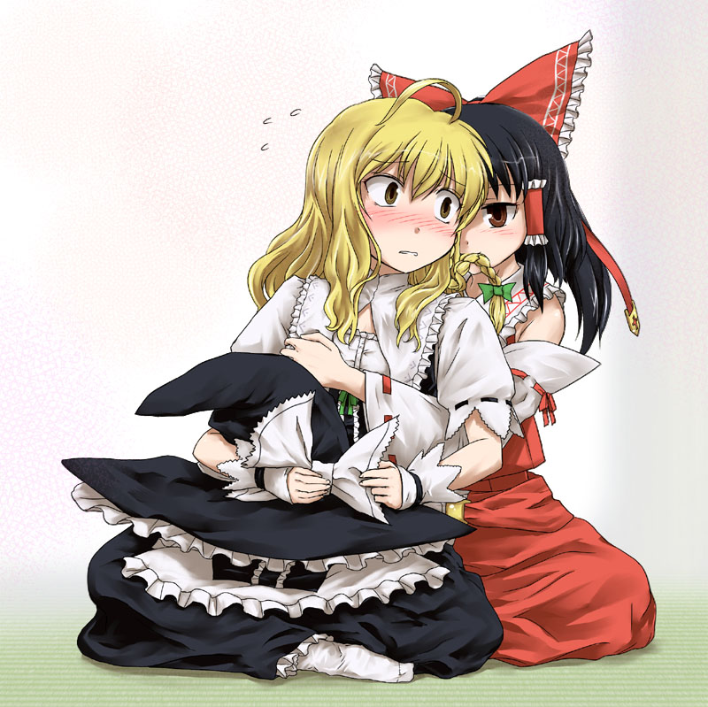 hakurei reimu and kirisame marisa (touhou and 1 more) drawn by tsuyadashi_shuuji