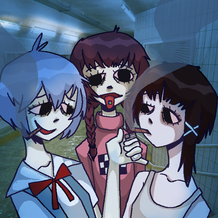 ayanami rei, madotsuki, and iwakura lain (neon genesis evangelion and 3 more) drawn by kebbyfish