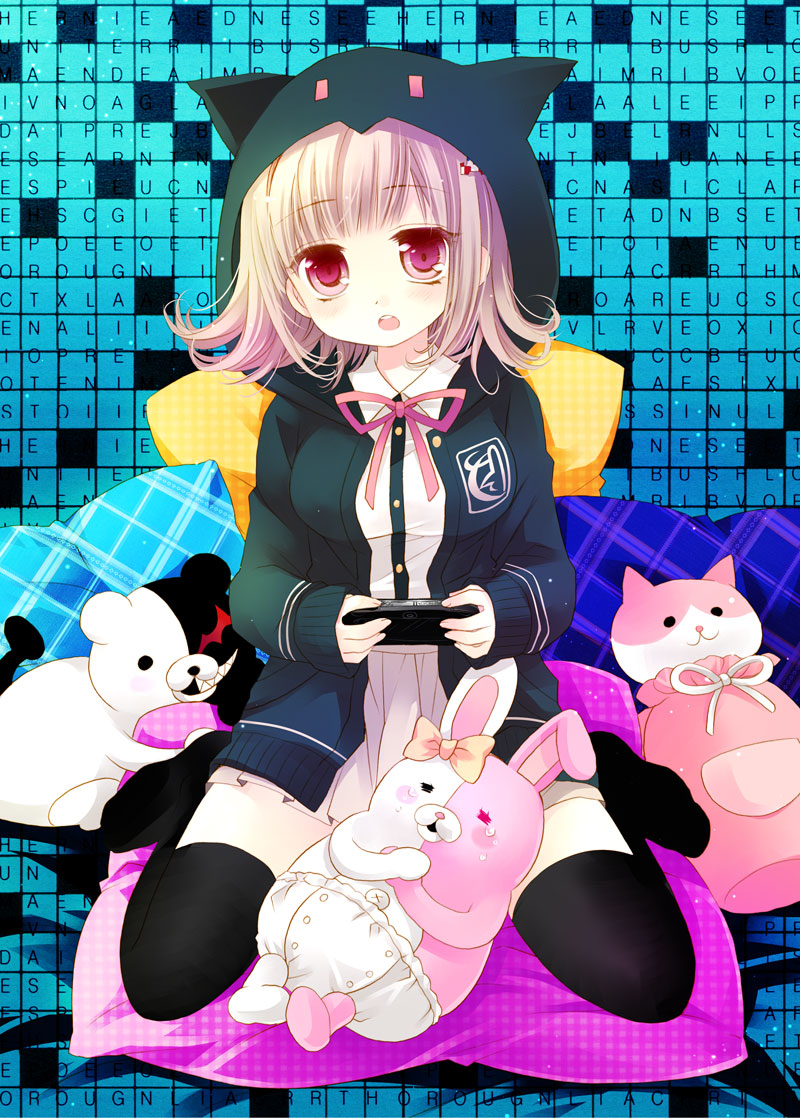 nanami chiaki, monokuma, and monomi (danganronpa and 2 more) drawn by sakurazawa_izumi