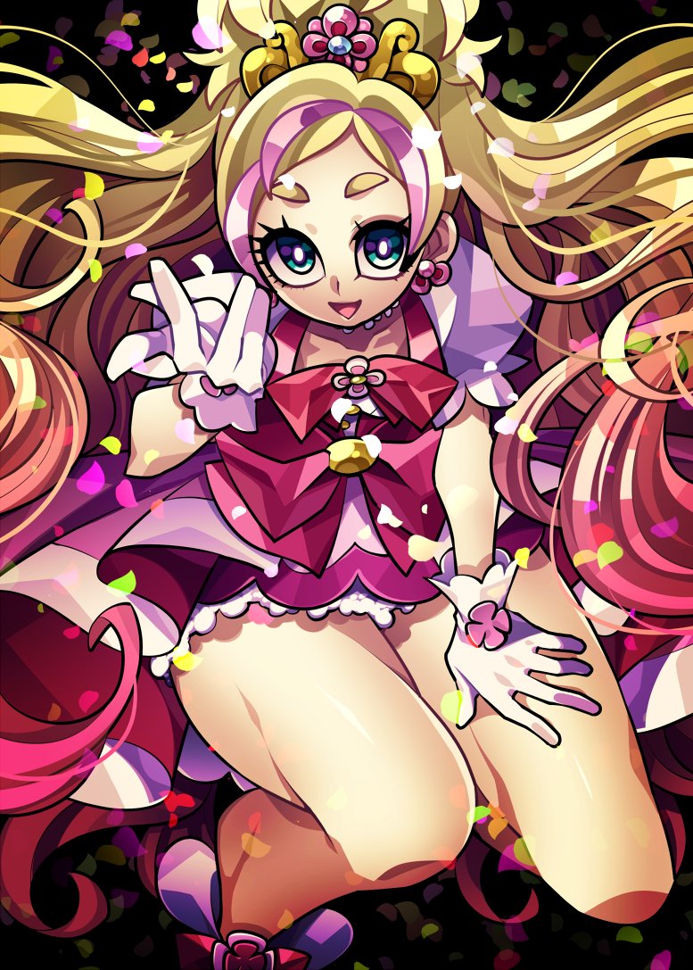 haruno haruka and cure flora (precure and 1 more) drawn by senmu_(0107)