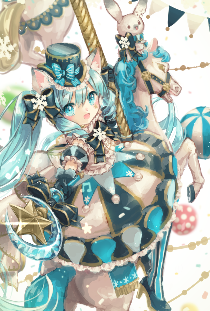 hatsune miku, yuki miku, and rabbit yukine (vocaloid) drawn by yumeichigo_alice