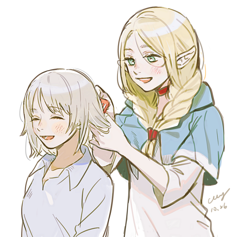 marcille donato and falin touden (dungeon meshi) drawn by miying_(ho_ru03_15)