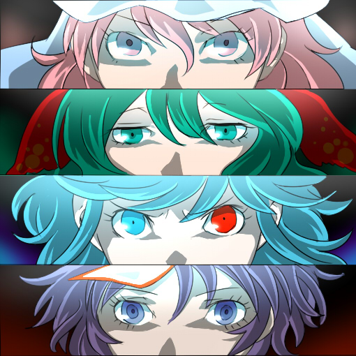 saigyouji yuyuko, tatara kogasa, miyako yoshika, and kasodani kyouko (touhou and 3 more) drawn by yurusugi