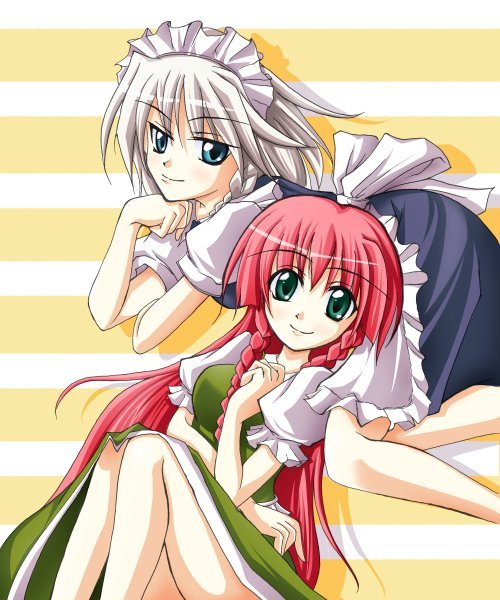 izayoi sakuya and hong meiling (touhou) drawn by kurinton