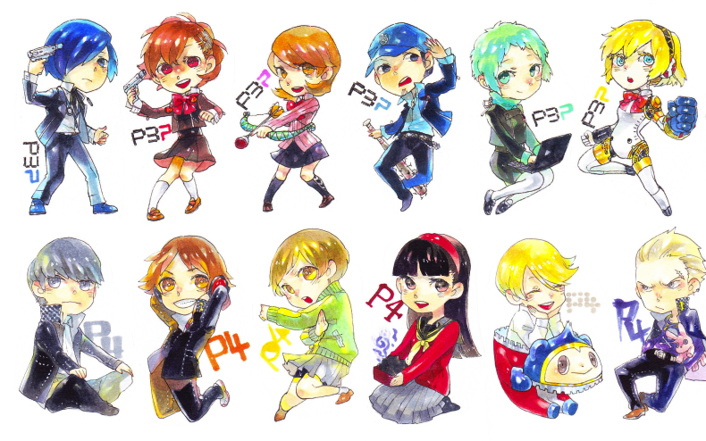 narukami yu, yuuki makoto, aigis, shiomi kotone, takeba yukari, and 5 more (persona and 3 more)