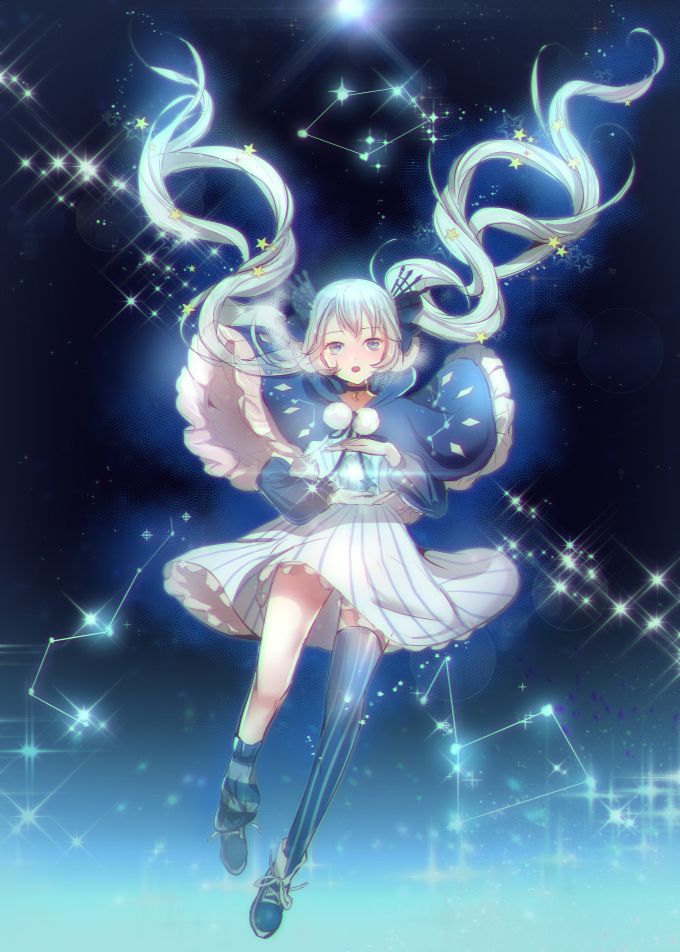 hatsune miku and fuyu no yoru miku (vocaloid) drawn by goldtree16