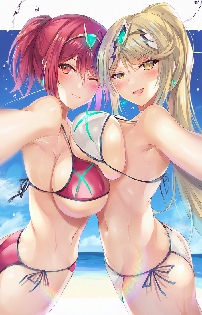 pyra and mythra (xenoblade chronicles and 1 more) drawn by inoue_takuya_(tactactak)