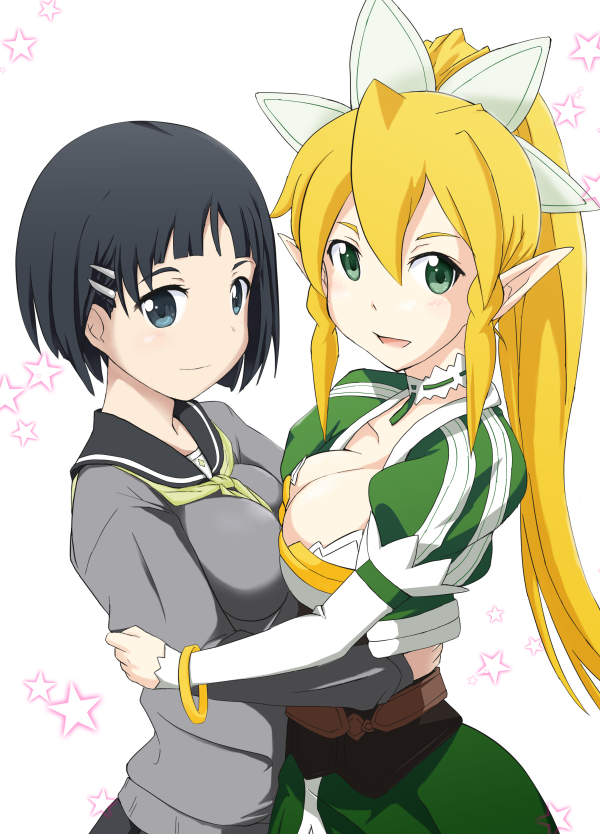 kirigaya suguha and leafa (sword art online) drawn by bonnou_soku_bodai