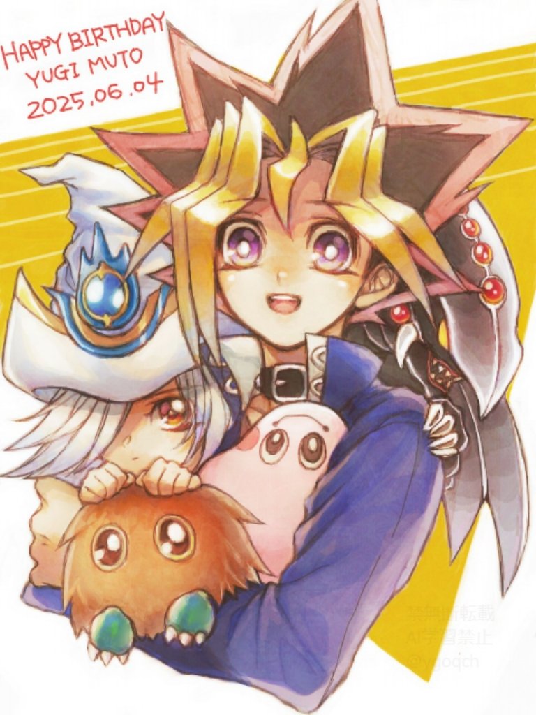 muto yugi, silent magician, kuriboh, marshmallon, gandora the dragon of destruction, and 1 more (yu-gi-oh!) drawn by ygoqch