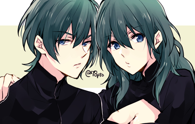 female byleth and male byleth (fire emblem and 1 more) drawn by naho_(pi988y)