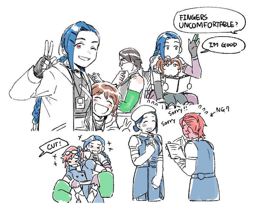 jinx, vi, caitlyn, arcane jinx, arcane vi, and 3 more (league of legends and 1 more) drawn by bowwow_(hamju94)