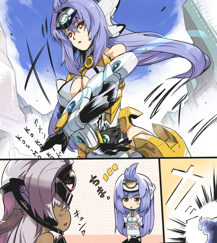kos-mos, t-elos, kos-mos ver. 4, and kamen rider decade (kamen rider and 4 more) drawn by akinaie
