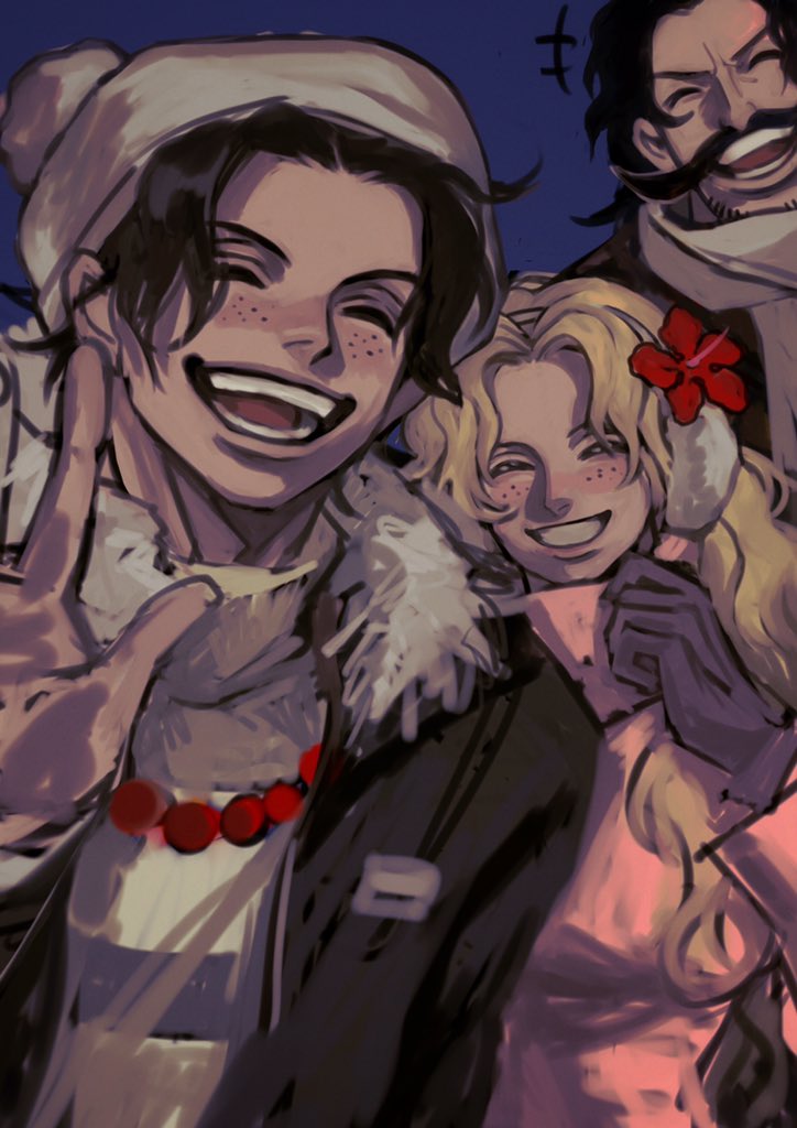 portgas d. ace, gol d. roger, and portgas d. rouge (one piece) drawn by insect_candy
