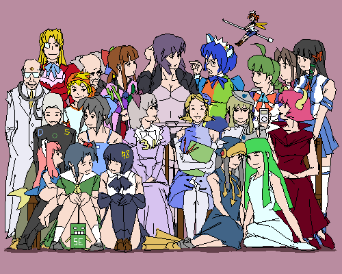 kusanagi motoko, xp-tan, me-tan, 3.1-tan, 95-tan, and 13 more (os-tan and 5 more) drawn by rakugaki_(artist)