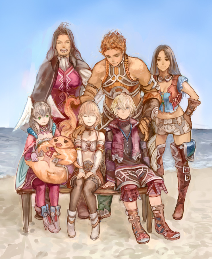 melia antiqua, shulk, fiora, riki, sharla, and 2 more (xenoblade chronicles and 1 more) drawn by 3838383