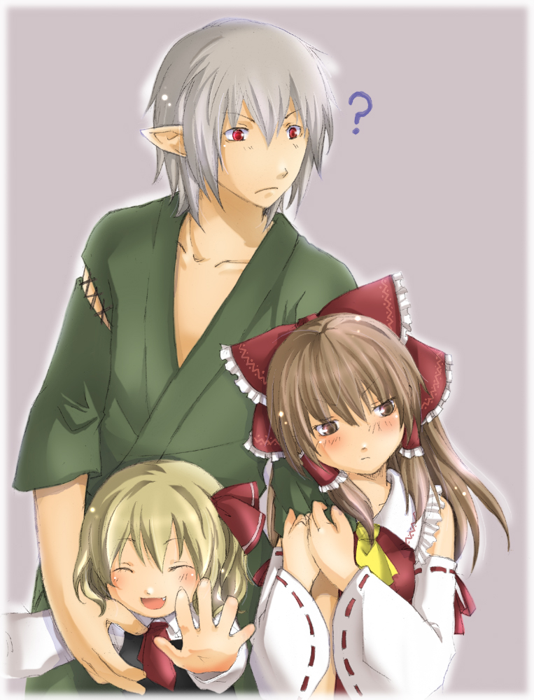 hakurei reimu, rumia, and buront (touhou and 1 more) drawn by kujimaru
