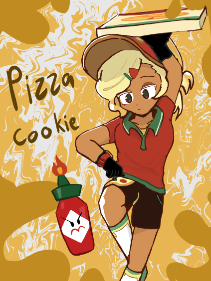 pizza cookie and piping pizza sauce (cookie run and 1 more) drawn by zyrobot