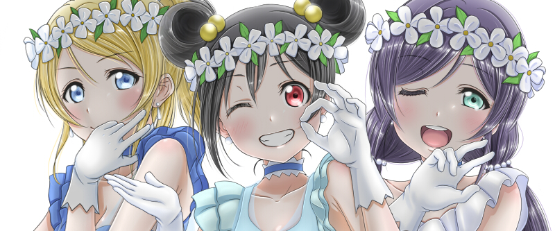 tojo nozomi, yazawa nico, and ayase eli (love live! and 1 more) drawn by roaru_(gyuren)