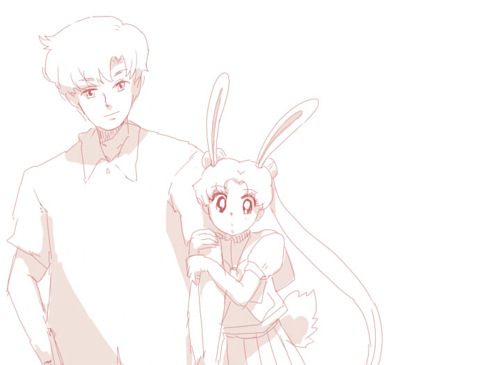tsukino usagi and chiba mamoru (bishoujo senshi sailor moon) drawn by azuma_yukihiko