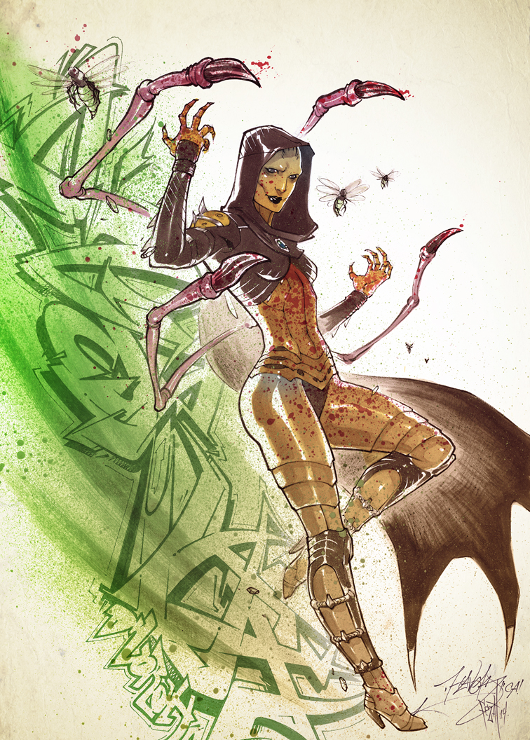 d'vorah (mortal kombat and 1 more) drawn by fezat
