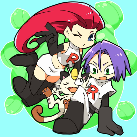 jessie, james, and meowth (pokemon and 1 more) drawn by ss1313