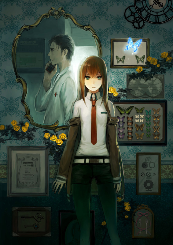 makise kurisu and okabe rintarou (steins;gate) drawn by miya_(hooooo)