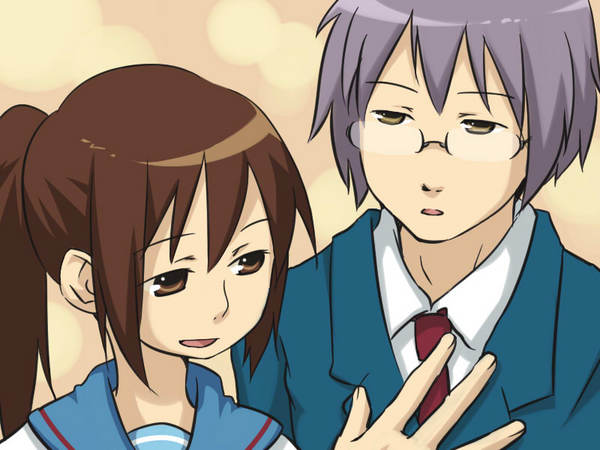 kyonko and nagato yuuki (suzumiya haruhi no yuuutsu) drawn by magamoto