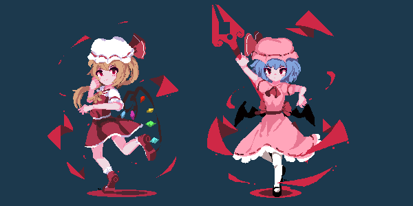 remilia scarlet and flandre scarlet (touhou) drawn by miuu_000