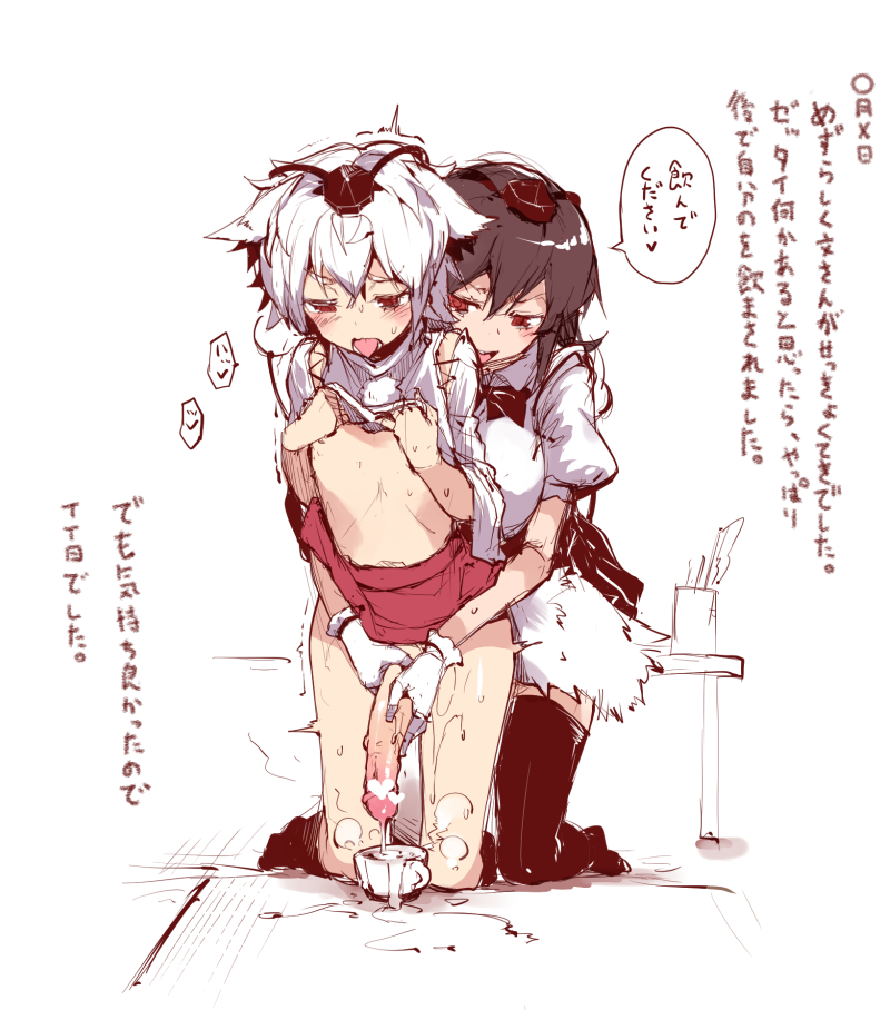 shameimaru aya and inubashiri momiji (touhou) drawn by karochii