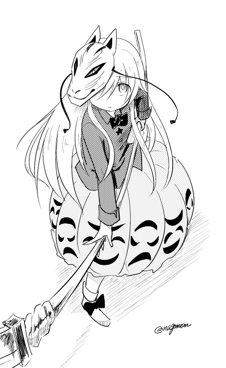 hata no kokoro (touhou) drawn by taurine_8000mg