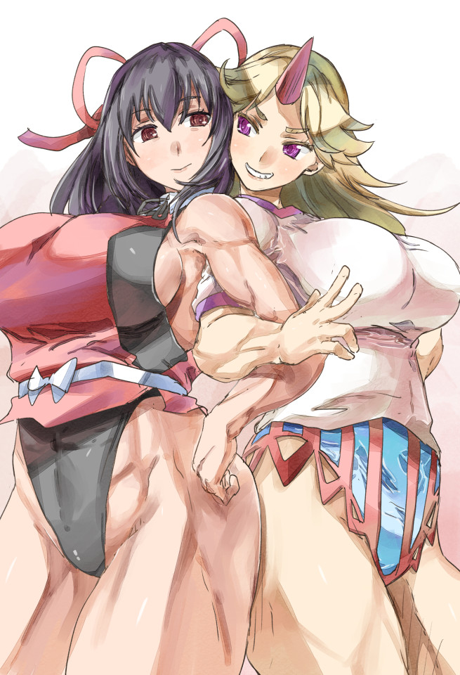 hoshiguma yuugi and sendai hakurei no miko (touhou and 1 more) drawn by yohane