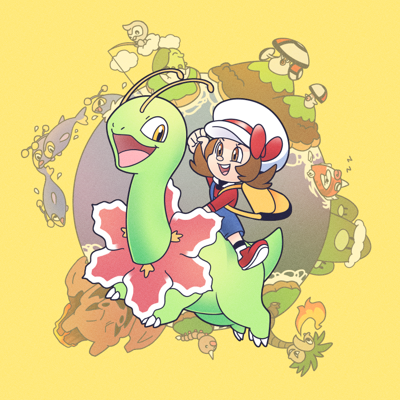 charizard, lyra, chikorita, diglett, alolan exeggutor, and 7 more (pokemon and 3 more) drawn by vergolophus