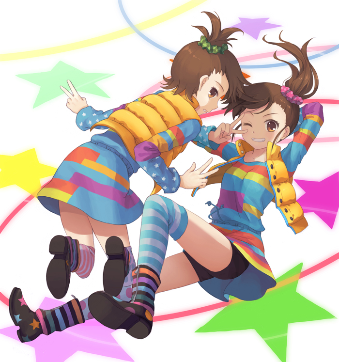 futami mami and futami ami (idolmaster) drawn by moai_(aoh)