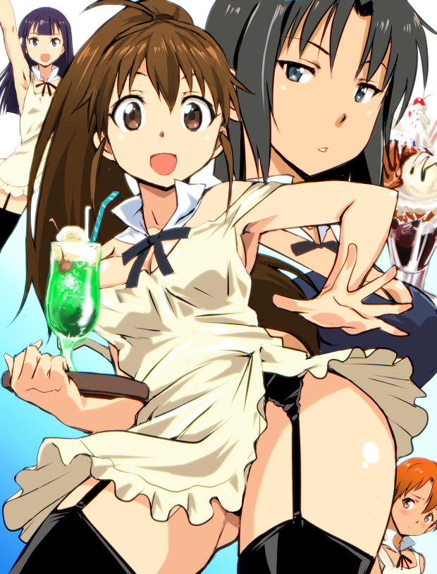 taneshima popura, inami mahiru, yamada aoi, and shirafuji kyouko (working!!) drawn by kamisimo_90