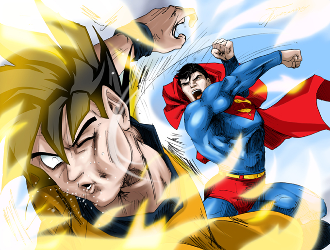 son goku and superman (dragon ball and 2 more) drawn by albert217