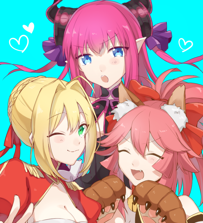 tamamo, nero claudius, elizabeth bathory, and tamamo cat (fate and 3 more) drawn by kan'yu_(citron_82)