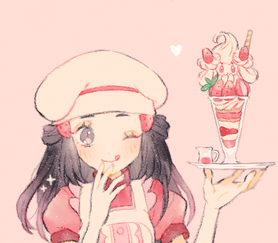alcremie and dawn (pokemon and 1 more) drawn by ryokuno_green