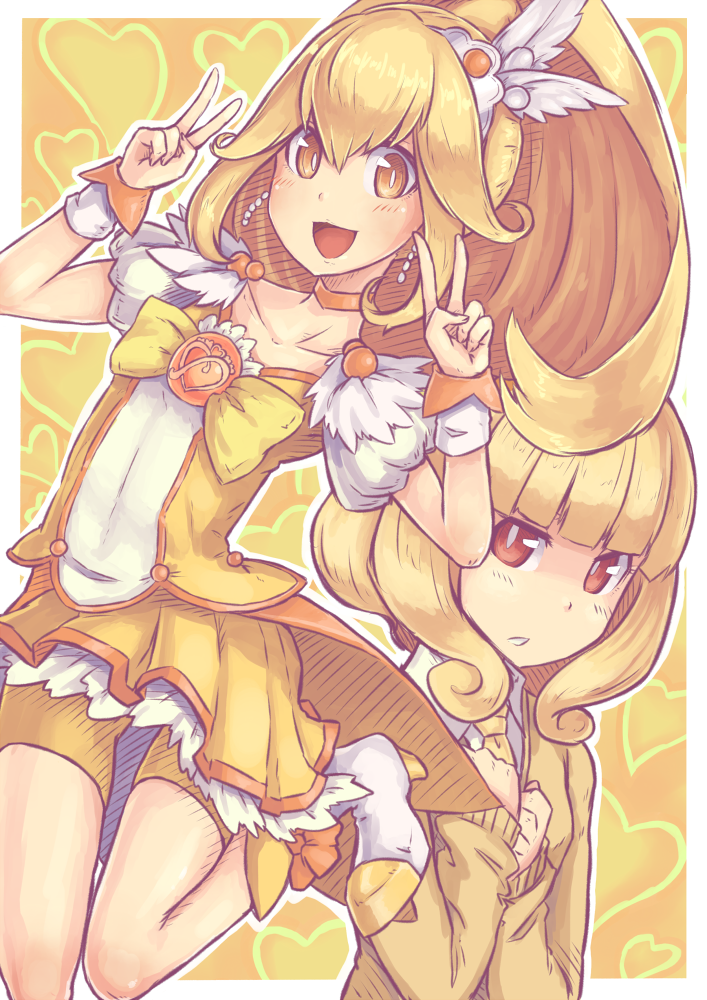 kise yayoi and cure peace (precure and 1 more) drawn by saltydanshark