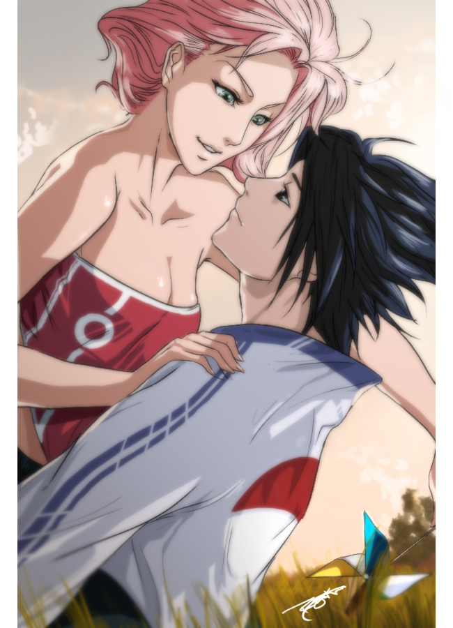haruno sakura and uchiha sasuke (naruto and 1 more) drawn by the_art_mage