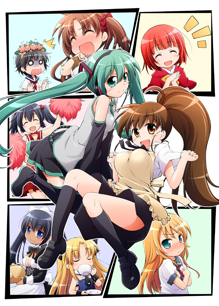 hatsune miku, yazawa nico, shirai kuroko, kousaka kirino, uiharu kazari, and 4 more (vocaloid and 8 more) drawn by manami_tatsuya