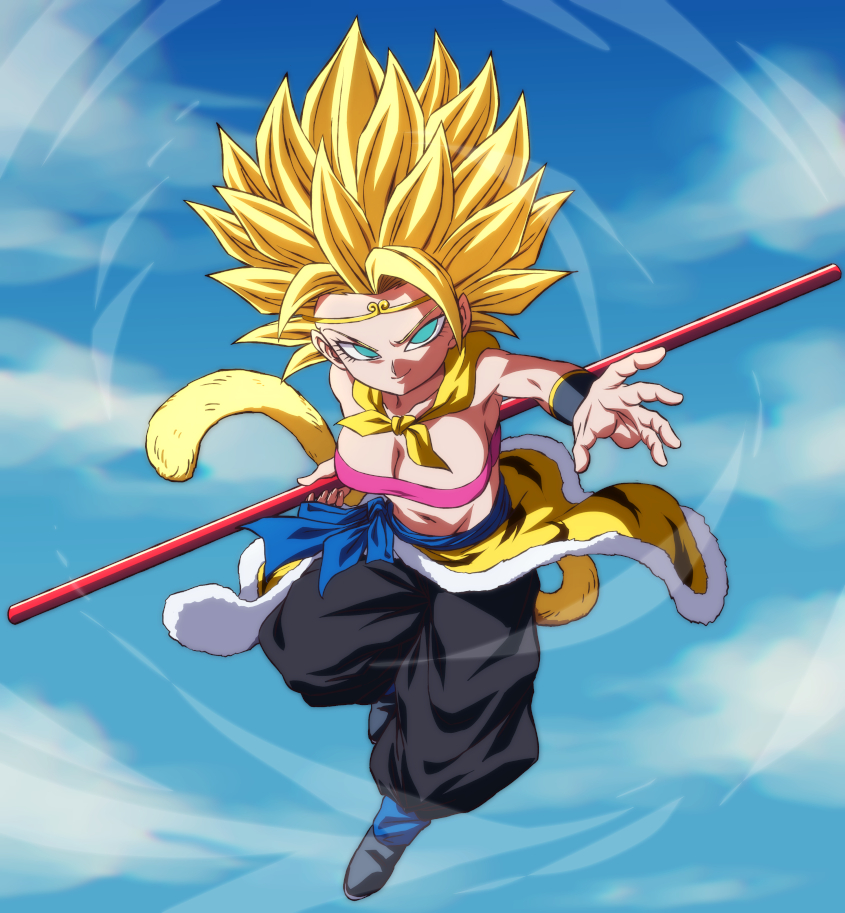 sun wukong and caulifla (dragon ball and 2 more) drawn by rom_(20)