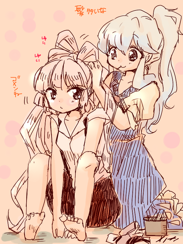 fujiwara no mokou and kamishirasawa keine (touhou) drawn by komaku_juushoku