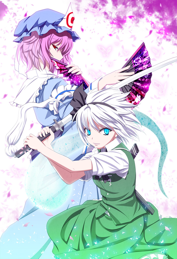 konpaku youmu and saigyouji yuyuko (touhou) drawn by sumeragi_seisuke