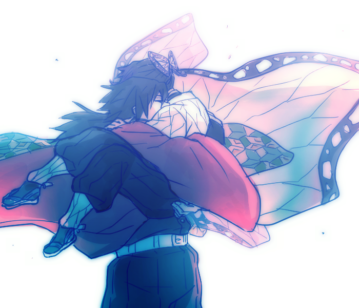 kochou shinobu and tomioka giyuu (kimetsu no yaiba) drawn by pecolatte