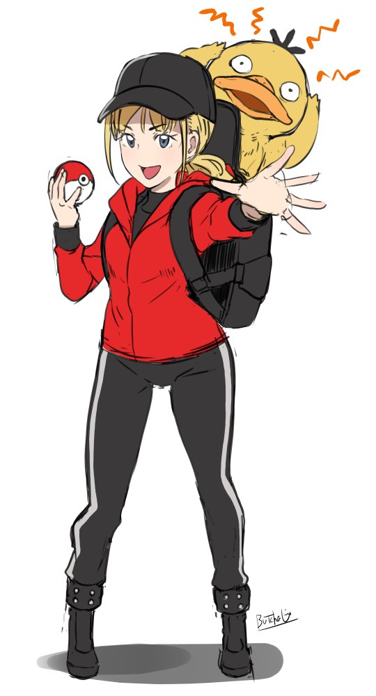 psyduck and lucy stevens (pokemon and 1 more) drawn by butcha-u
