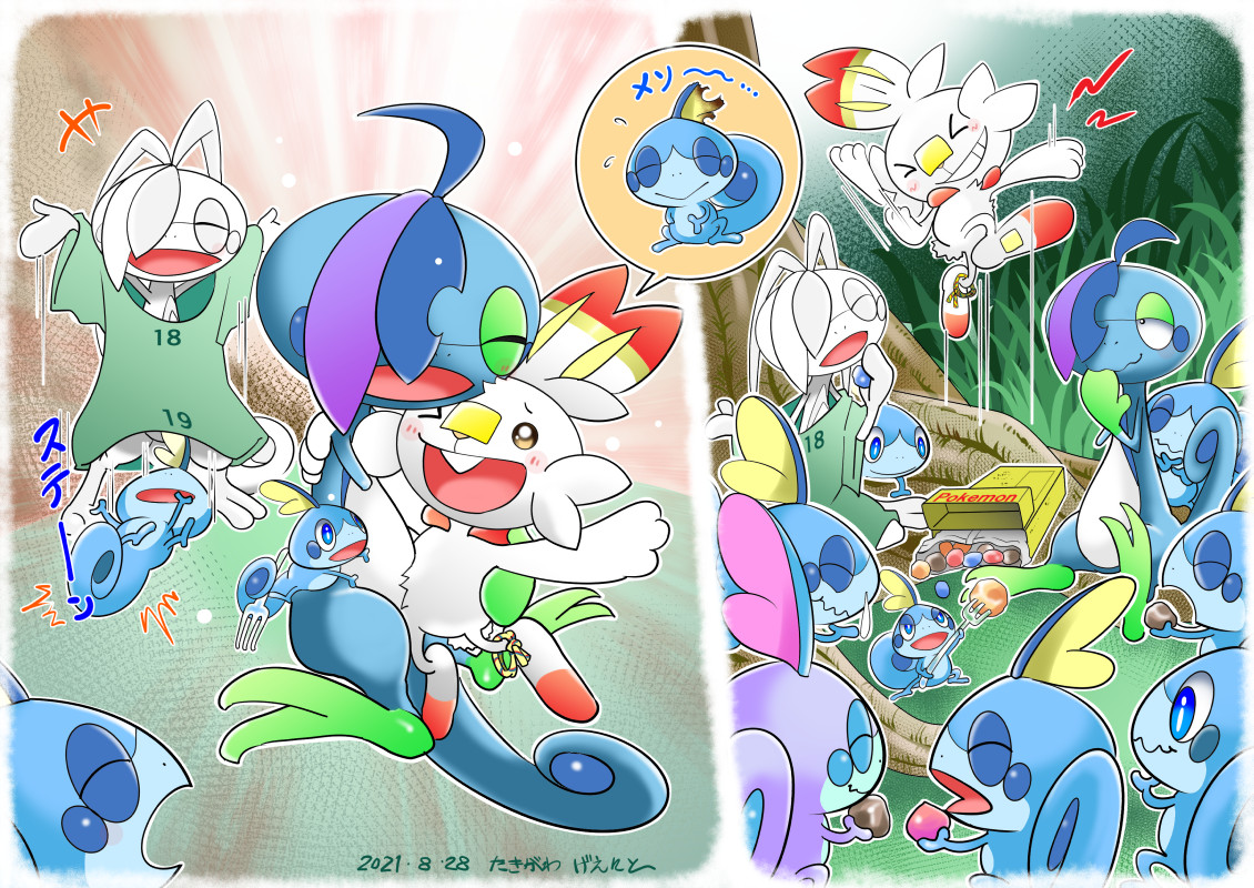 Scorbunny Sobble And Drizzile Pokemon Drawn By Takigawa Geenito Danbooru